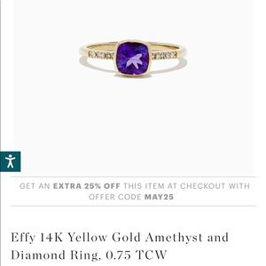 SOLD EFFY 14kt gold amethyst diamond ring
